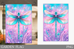 Dragonfly Garden Flag Design. Summer Garden Flag Sublimation Product Image 1