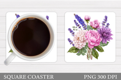 Flowers Coaster Sublimation. Floral Coaster Design Product Image 1