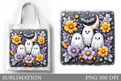 Cute Ghost Tote Bag Design. Cute Halloween Sublimation Product Image 1