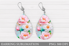 Flowers Teardrop Earring Design. Flowers Earring Sublimation Product Image 1