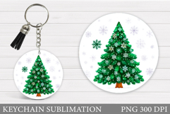 Christmas Tree Keychain Sublimation. Winter Keychain Design Product Image 1