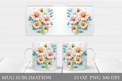 Flowers Mug Sublimation. Floral Mug Wrap Design Product Image 1