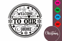Farmhouse Christmas Round Sign SVG Design Product Image 1