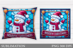 Cute Snowman Pillow Sublimation. Christmas Pillow Design Product Image 1