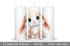 Cute Bunny Tumbler Design. Bunny Sublimation Product Image 1