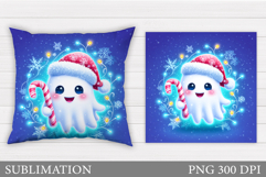 Christmas Ghost Pillow Design. Christmas Pillow Sublimation Product Image 1