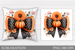Fall Bow Pillow Design. Fall Sublimation Product Image 1