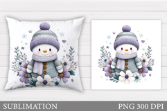 Christmas Snowman Pillow. Christmas Pillow Sublimation Product Image 1