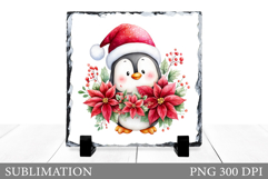 Christmas Penguin Slate Design. Cute Penguin Sublimation Product Image 1