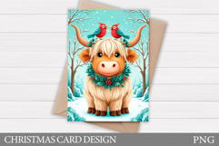 Christmas Cow Card Printable. Christmas Card Design Product Image 1
