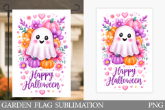 Cute Ghost Garden Flag. Cute Halloween Garden Flag Design Product Image 1