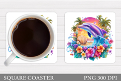 Dolphin Coaster Design. Sea Coaster Sublimation Product Image 1