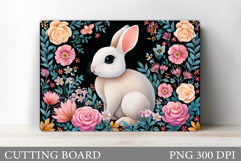 Cute Bunny Cutting Board. Bunny Flowers Cutting Board Design Product Image 1