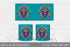 Turtle Mug Wrap Design. Sea Mug Sublimation Product Image 1