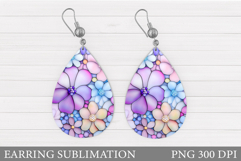Floral Earring Sublimation. Flowers Earring Design Product Image 1
