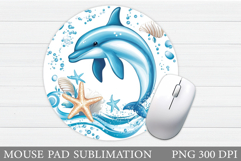Dolphin Mouse Pad Design. Sea Mouse Pad Sublimation Product Image 1