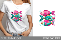 Fish T-Shirt Design. Cute Fish Sublimation Product Image 1