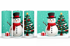 Cute Snowman Tumbler. Christmas Snowman Tumbler Sublimation Product Image 2