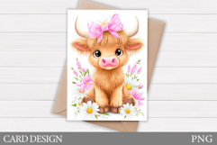 Cute Cow Card Printable. Cow Flowers Card Design Product Image 1