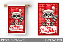 Christmas Raccoon Kitchen Towel. Christmas Kitchen Towel Product Image 1