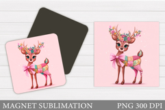 Christmas Deer Magnet Design. Christmas Magnet Sublimation Product Image 1