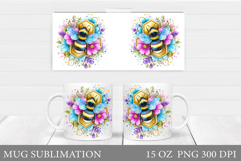 Bee Mug Sublimation. Bee Flowers Mug Design Product Image 1