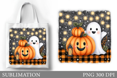 Halloween Ghost Tote Bag Design. Cute Halloween Sublimation Product Image 1