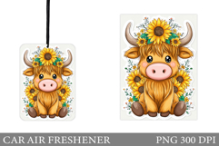 Cow Car Air Freshener Design. Highland Cow Sublimation Product Image 1