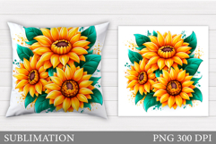Sunflowers Pillow Design. Sunflowers Sublimation Product Image 1
