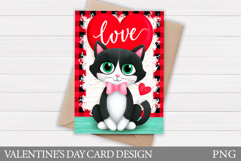 Valentines Cat Card Printable. Valentines Card Design Product Image 1