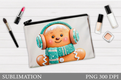 Gingerbread Cosmetics Bag. Christmas Makeup Bag Sublimation Product Image 1