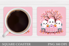 Cute Ghost Coaster Sublimation. Halloween Coaster Design Product Image 1