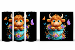 Cute Cow Tumbler Sublimation. Cow Flowers Tumbler Design Product Image 2