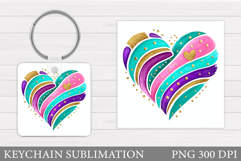 Heart Keychain Design. Valentine Keychain Sublimation Product Image 1