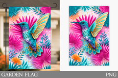Hummingbird Garden Flag. Bird Garden Flag Sublimation Product Image 1