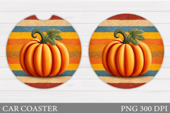 Fall Pumpkin Car Coaster. Pumpkin Flowers Car Coaster Product Image 1