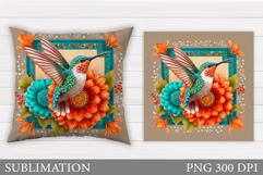 Hummingbird Pillow Design. Hummingbird Sublimation Product Image 1