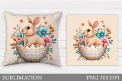 Easter Bunny Pillow Design. Easter Bunny Sublimation Product Image 1