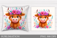 Cute Cow Pillow Design. Cow Sublimation Product Image 1