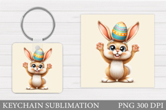 Easter Bunny Keychain Design. Easter Keychain Sublimation Product Image 1