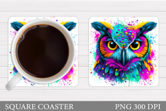 Owl Coaster Design. Owl Sublimation Product Image 1