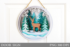 Christmas Deer Door Sign. Christmas Door Sign Sublimation Product Image 1