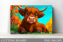 Highland Cow Cutting Board. Fall Cow Cutting Board Design Product Image 1