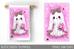 Cute Ghost Kitchen Towel. Halloween Kitchen Towel Design Product Image 1