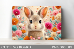Cute Bunny Cutting Board. Bunny Flowers Cutting Board Design Product Image 1