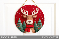 Christmas Deer Door Sign. Christmas Door Sign Sublimation Product Image 1