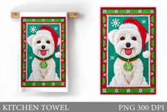Cute Dog Kitchen Towel. Christmas Dog Kitchen Towel Design Product Image 1