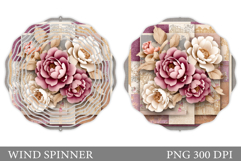 Floral Wind Spinner Sublimation. Flowers Wind Spinner Design Product Image 1