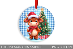 Cute Cow Christmas Ornament. Christmas Ornament Sublimation Product Image 1