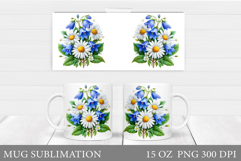 Wildflowers Mug Sublimation. Flowers Mug Wrap Design Product Image 1